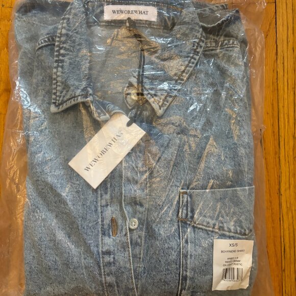 WeWoreWhat Boyfriend Indigo Denim Shirt, Light Rustic - NWT, XS/S - Picture 13 of 13